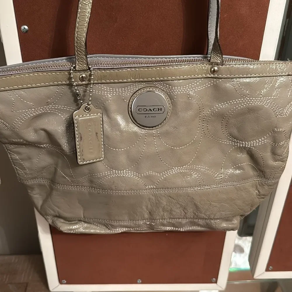 Coach Taupe Patent Leather Purse